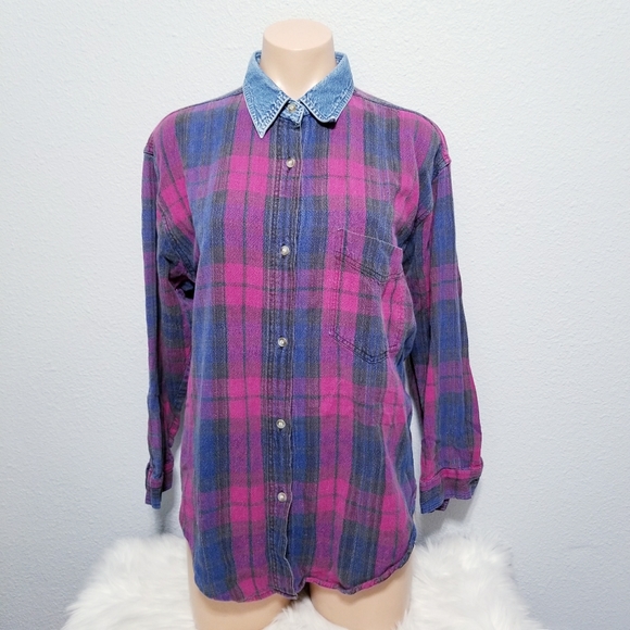 QUIZZ Tops - Vintage 80's retro 90's grunge button shirt blouse top MEDIUM